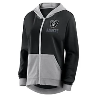 Sweat à capuche zippé noir logo Athletic Las Vegas Raiders Hit It French Terry pour femme