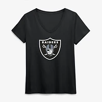 Women's Logo Athletic Black Las Vegas Raiders Primary V-Neck T-Shirt