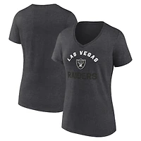T-shirt col V sans manches pour femme, motif athlétique, gris chiné, des Las Vegas Raiders.