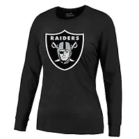 T-shirt à manches longues pour femme Majestic Threads Maxx Crosby Black avec nom et numéro de joueur des Las Vegas Raiders