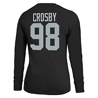 T-shirt à manches longues pour femme Majestic Threads Maxx Crosby Black avec nom et numéro de joueur des Las Vegas Raiders