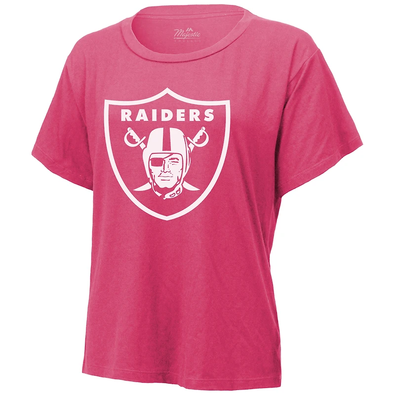 T-shirt pour femme Majestic Threads Maxx Crosby Pink avec nom et numéro des Las Vegas Raiders