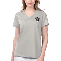 T-shirt à col en V pour femmes Margaritaville gris Las Vegas Raiders Game Time