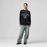Women's Mitchell & Ness  Black Las Vegas Raiders Delineate Mineral Wash Crewneck Sweatshirt