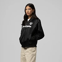 Veste en satin noire à boutons-pression pour femme Mitchell & Ness des Las Vegas Raiders