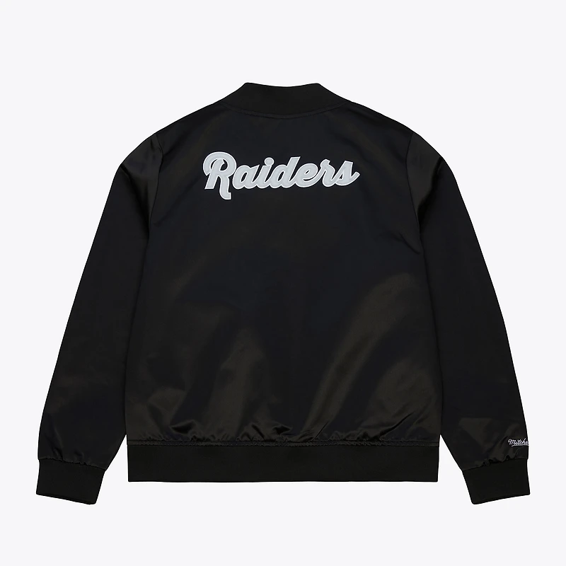Veste en satin noire à boutons-pression pour femme Mitchell & Ness des Las Vegas Raiders