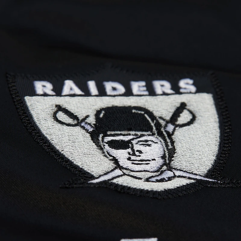Veste en satin noire à boutons-pression pour femme Mitchell & Ness des Las Vegas Raiders