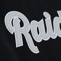 Veste en satin noire à boutons-pression pour femme Mitchell & Ness des Las Vegas Raiders