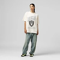 Women's Mitchell & Ness  Cream Las Vegas Raiders Logo Rise Boyfriend T-Shirt