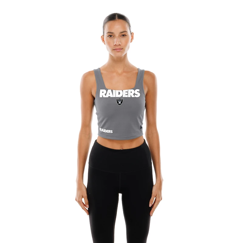 Women's New Era Black/Gray Las Vegas Raiders Reversible Cropped Sport Classics Tank Top