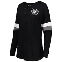 T-shirt à manches longues léger lacets Las Vegas Raiders Athletic Varsity New Era pour femme, noir