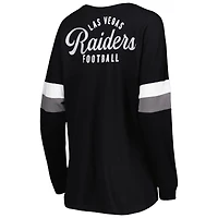 T-shirt à manches longues léger lacets Las Vegas Raiders Athletic Varsity New Era pour femme, noir