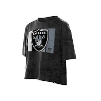 Women's New Era Black Las Vegas Raiders Boxy Cropped Sport Night Mineral Wash T-Shirt