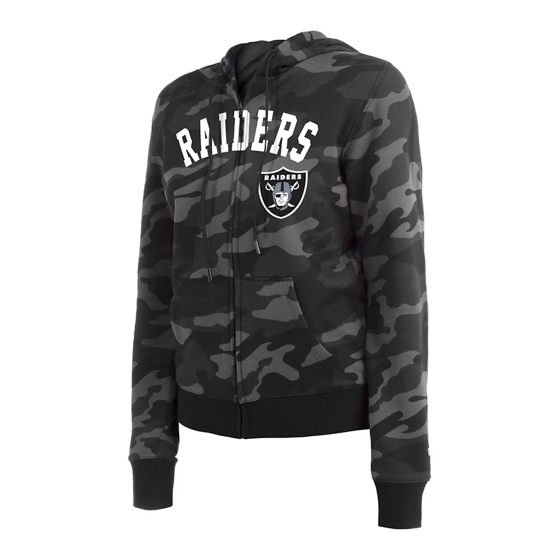 Women's New Era  Black Las Vegas Raiders Camo Full-Zip Hoodie