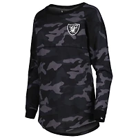 T-shirt à manches longues camouflage Las Vegas Raiders New Era noir pour femme