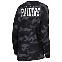 T-shirt à manches longues camouflage Las Vegas Raiders New Era noir pour femme