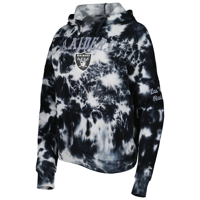 Chandail à capuchon en polaire teint par nuages ​​des Las Vegas Raiders de New Era pour femme, noir