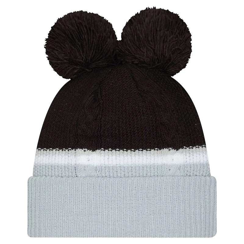 Women's New Era  Black Las Vegas Raiders Double Bubble Cuffed Knit Hat with Poms