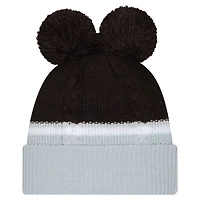 Women's New Era  Black Las Vegas Raiders Double Bubble Cuffed Knit Hat with Poms