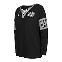 T-shirt à manches longues et col cranté Las Vegas Raiders New Era pour femme noir