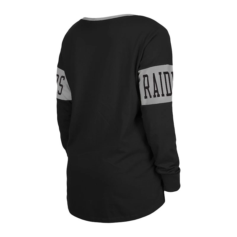 T-shirt à manches longues et col cranté Las Vegas Raiders New Era pour femme noir