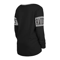 T-shirt à manches longues et col cranté Las Vegas Raiders New Era pour femme noir