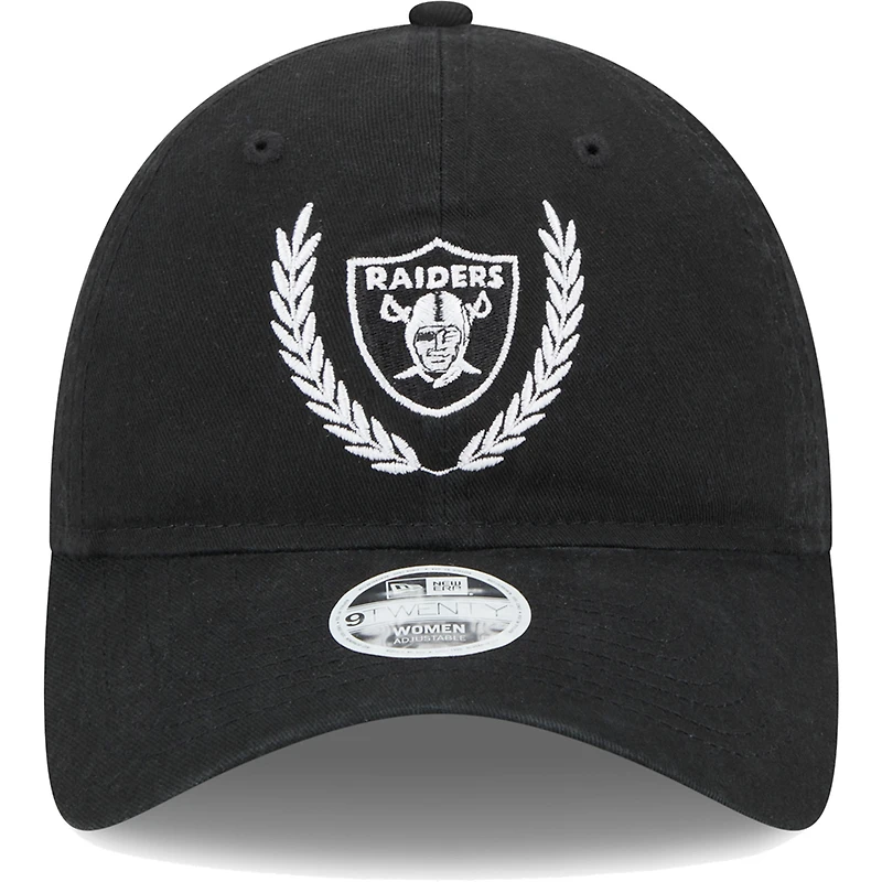 Casquette réglable New Era Las Vegas Raiders Leaves 9TWENTY noire pour femme