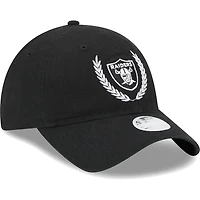 Casquette réglable New Era Las Vegas Raiders Leaves 9TWENTY noire pour femme
