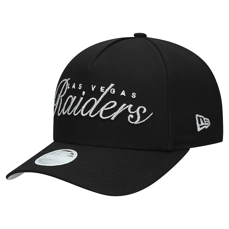 Casquette ajustable New Era noire métallisée 9FORTY M-Crown A-Frame pour femme des Las Vegas Raiders