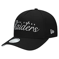 Casquette ajustable New Era noire métallisée 9FORTY M-Crown A-Frame pour femme des Las Vegas Raiders