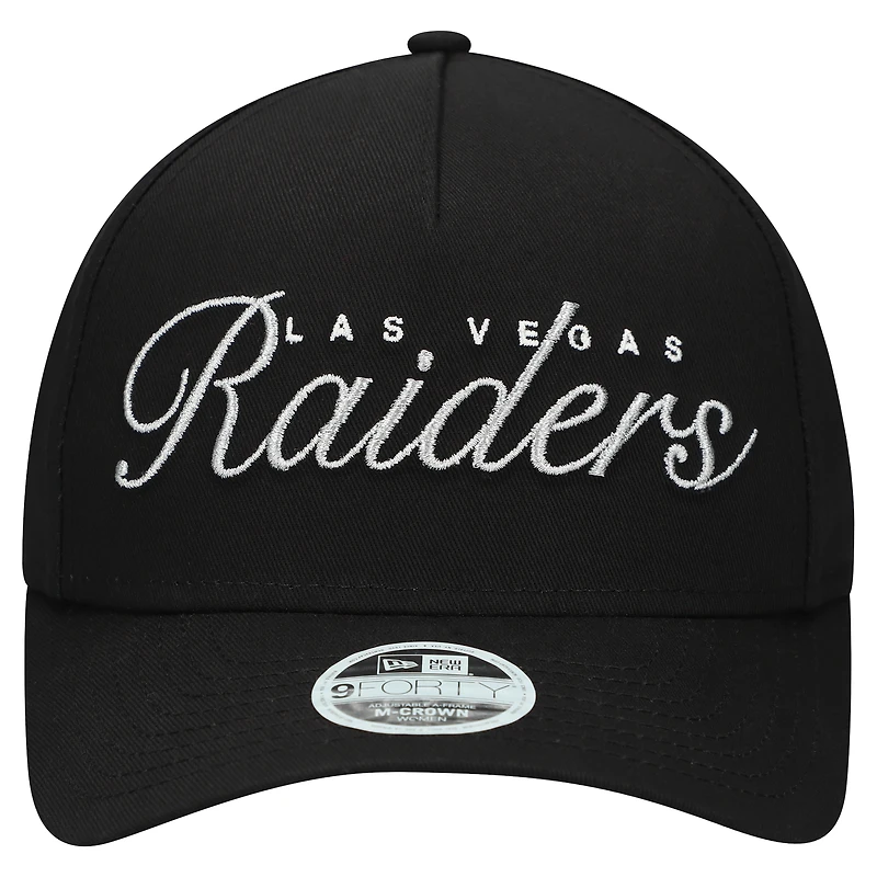 Women's New Era  Black Las Vegas Raiders  Metallic 9FORTY M-Crown A-Frame Adjustable Hat
