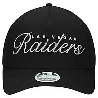 Women's New Era  Black Las Vegas Raiders  Metallic 9FORTY M-Crown A-Frame Adjustable Hat