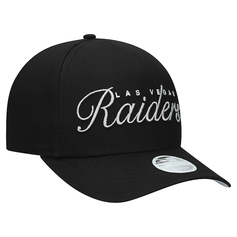Casquette ajustable New Era noire métallisée 9FORTY M-Crown A-Frame pour femme des Las Vegas Raiders