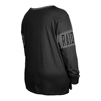 Women's New Era  Black Las Vegas Raiders Plus Lace-Up Notch Neck Long Sleeve T-Shirt