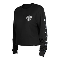 Women's New Era  Black Las Vegas Raiders Sport Night Thermal Long Sleeve Cropped T-Shirt