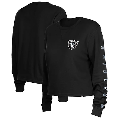 T-shirt court thermique à manches longues pour femme New Era Las Vegas Raiders Sport Night noir