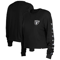 T-shirt court thermique à manches longues pour femme New Era Las Vegas Raiders Sport Night noir