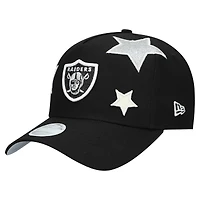 Casquette ajustable New Era noire Las Vegas Raiders Stardom A-Frame 9FORTY pour femme