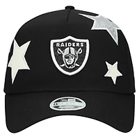 Casquette ajustable New Era noire Las Vegas Raiders Stardom A-Frame 9FORTY pour femme
