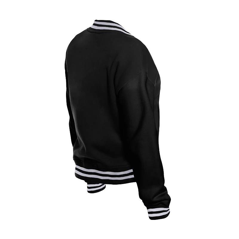 Women's New Era  Black Las Vegas Raiders Throwback Fleece Full-Snap Jacket