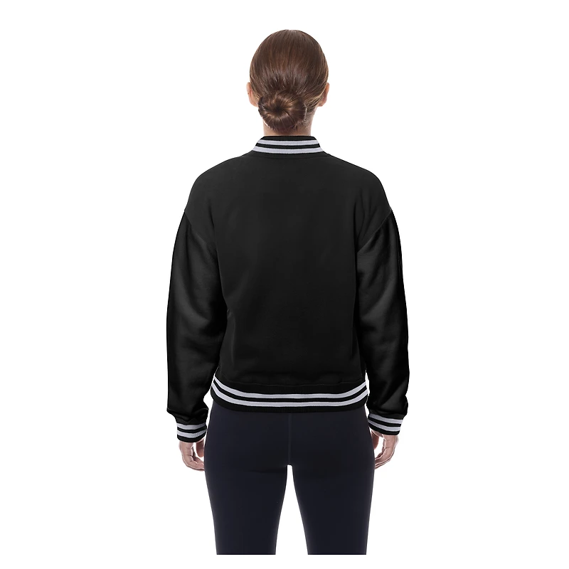 Women's New Era  Black Las Vegas Raiders Throwback Fleece Full-Snap Jacket