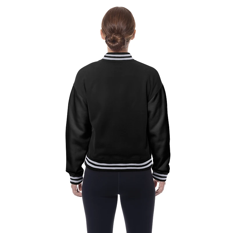 Women's New Era  Black Las Vegas Raiders Throwback Fleece Full-Snap Jacket