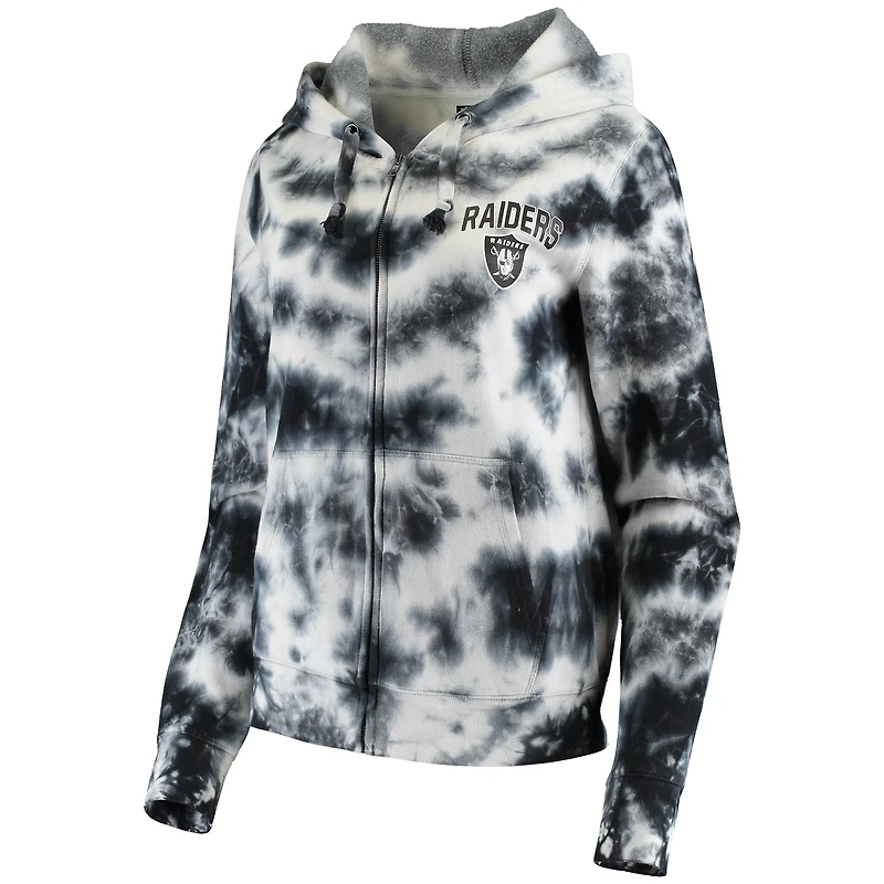 Sweat à capuche zippé en molleton noir Las Vegas Raiders New Era pour femme