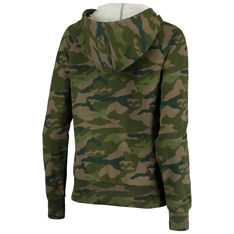 Sweat à capuche entièrement zippé New Era Camo Las Vegas Raiders Raglan pour femme