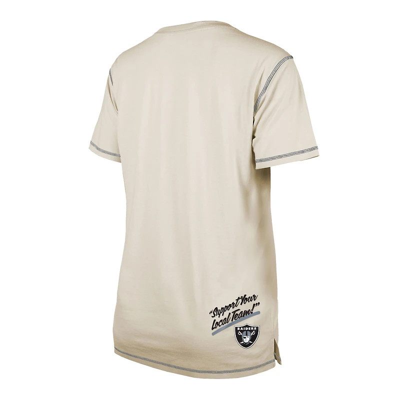 T-shirt fendu New Era Las Vegas Raiders crème pour femme