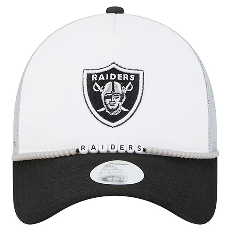 Women's New Era White/Black Las Vegas Raiders Friendship Bracelet 9FORTY Adjustable Hat