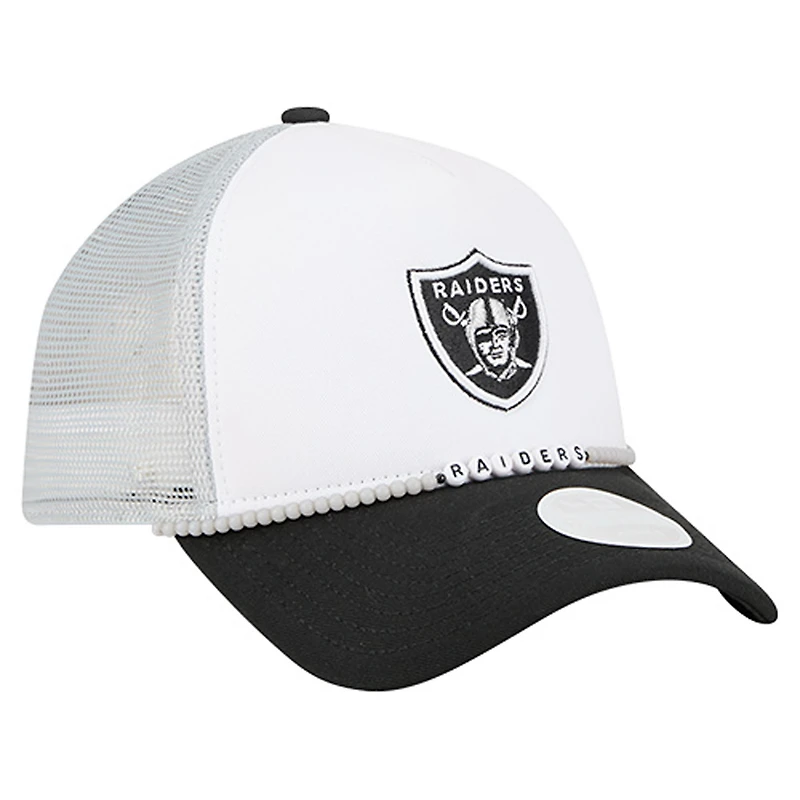 Women's New Era White/Black Las Vegas Raiders Friendship Bracelet 9FORTY Adjustable Hat