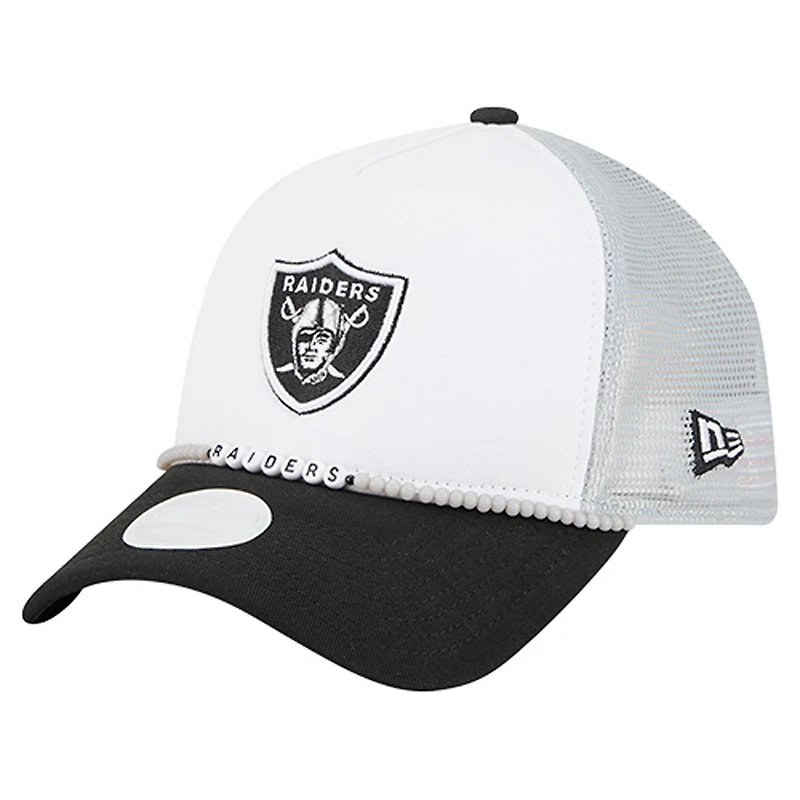 Women's New Era White/Black Las Vegas Raiders Friendship Bracelet 9FORTY Adjustable Hat