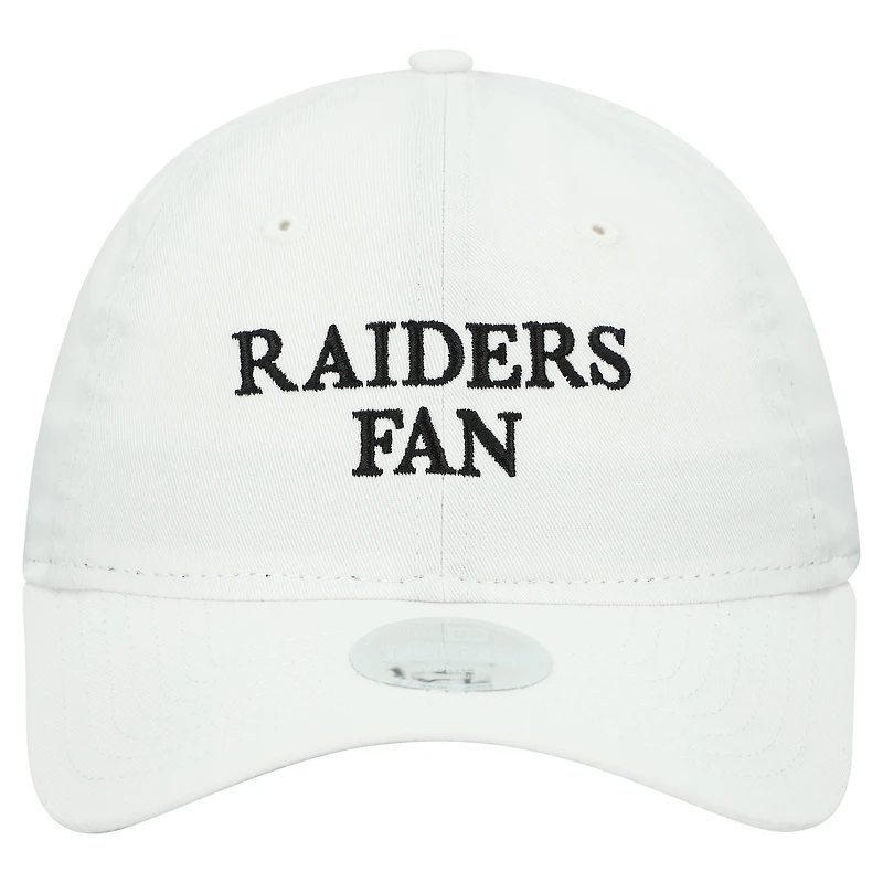 Casquette ajustable 9TWENTY blanche New Era pour femme, motif supporter des Las Vegas Raiders