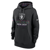 Women's Nike  Black Las Vegas Raiders 2024 NFL Crucial Catch Club Pullover Hoodie